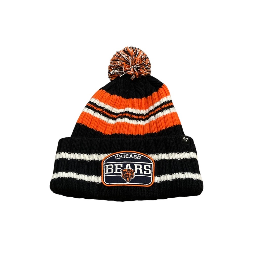 Chicago Bears Graphic Logo Pom Beanie Hat Cap